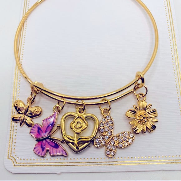 Bracelet Butterfly Crystal in gold tone! PRETTY - Picture 2 of 12